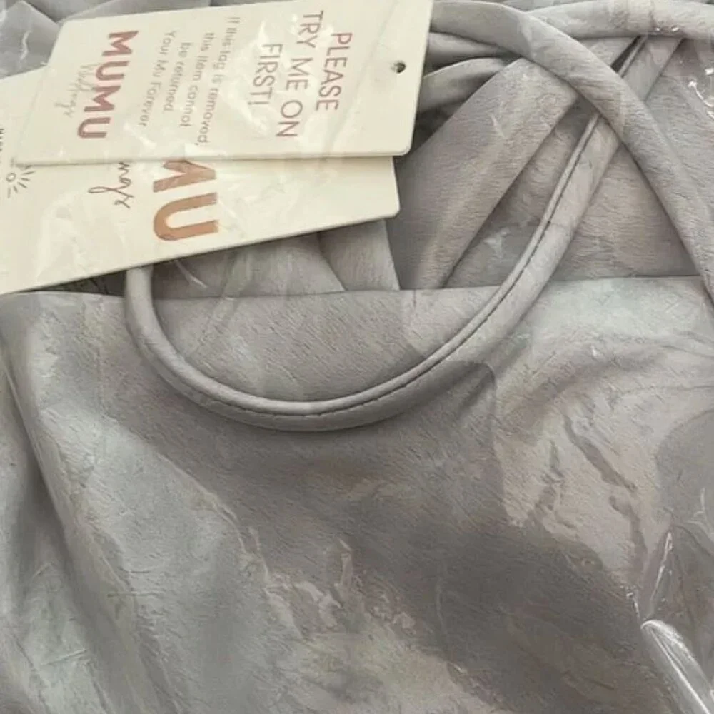 Show Me Your MuMu Verona Cowl Dress in‎ Silver Luxe Satin Size Small NWT - Picture 4 of 6